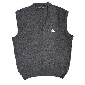 Monte Carlo Lambswool Knit Sweater Vest Grey V-Neck 42 Large